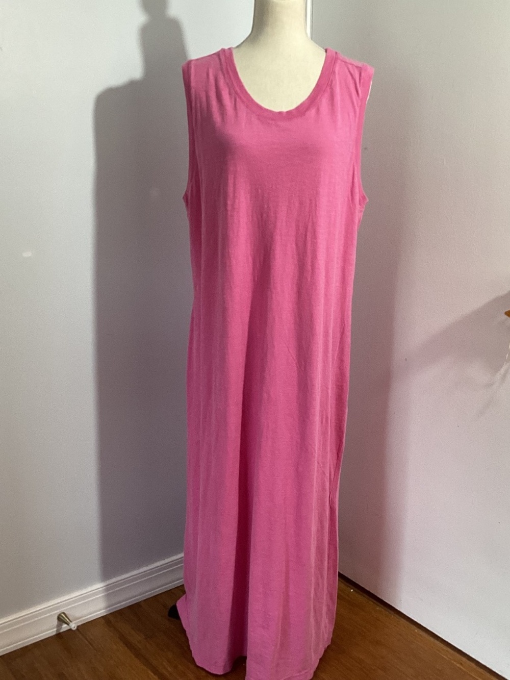 NWOT TIME AND TRU PLUS 1X 16W-18W PINK MAXI TANK DRESS SLUB COTTON
